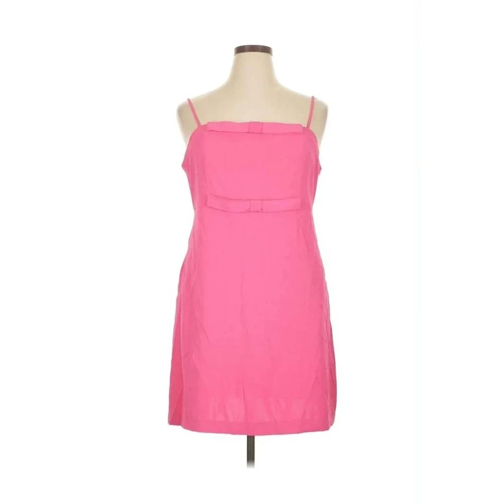 Prabal Gurung Pink Cotton Bow Front Sleeveless Mini Shift‎ Dress Womens 14 NWT